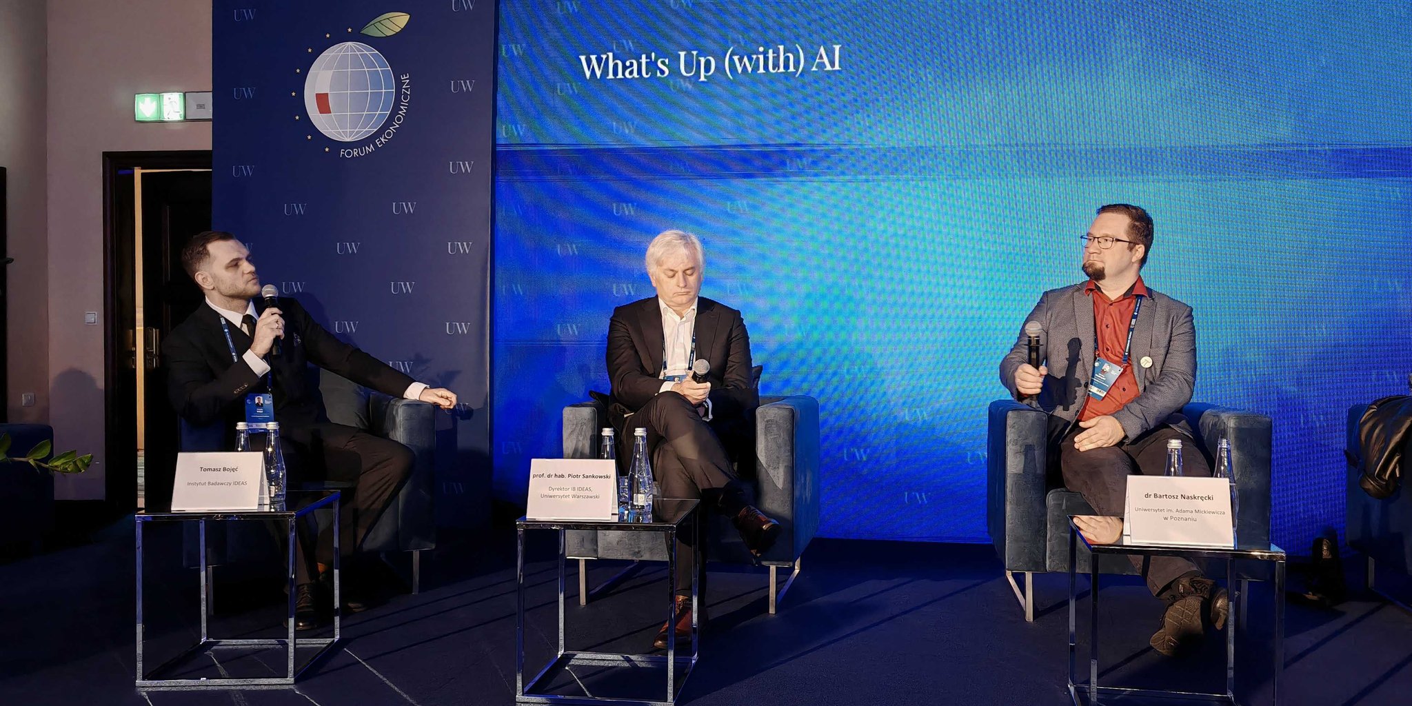 Bartosz Naskręcki on the What's Up (with) AI panel in the University of Warsaw zone