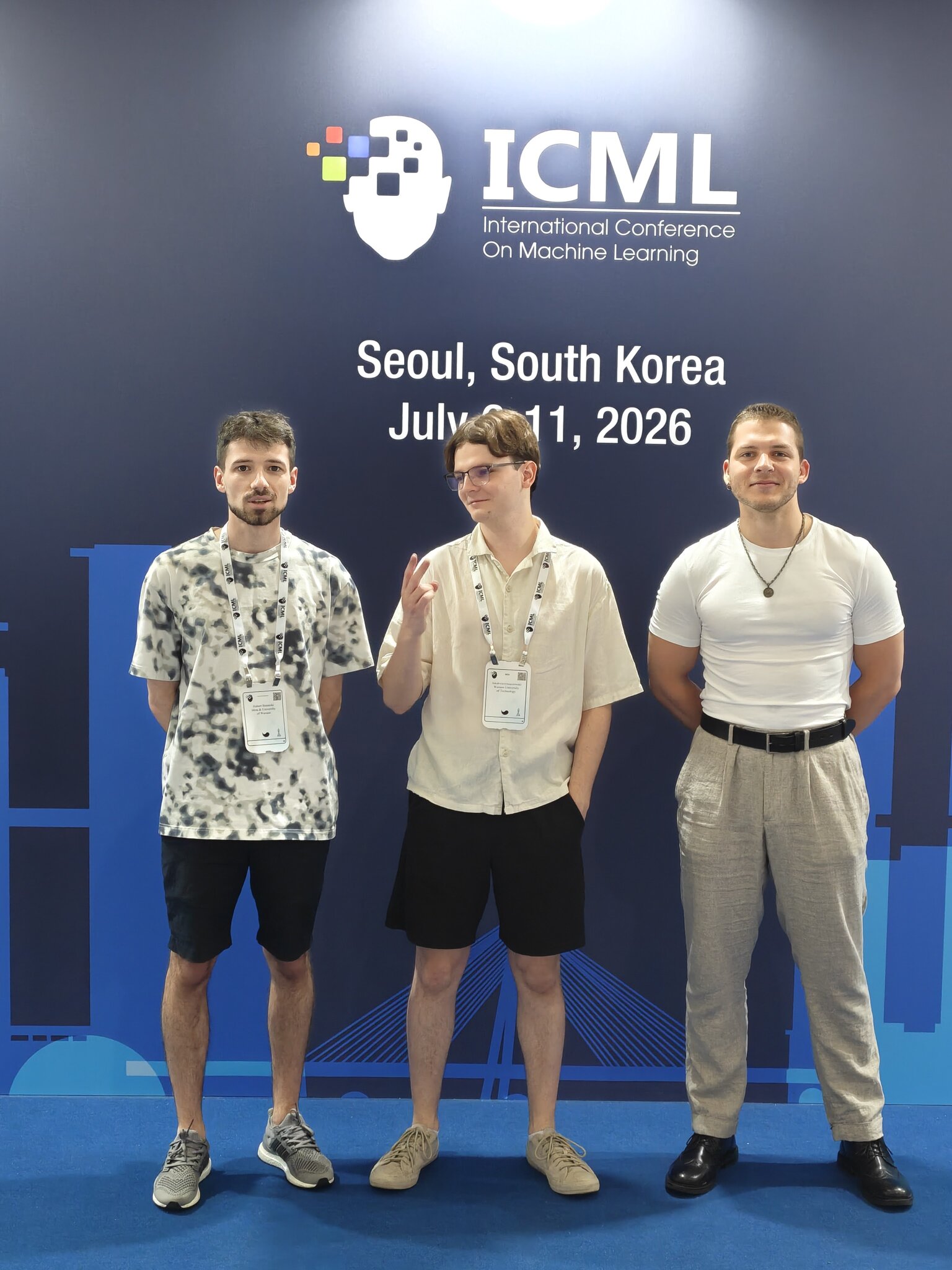 CCAI researchers at the ICML 2026 photo wall in Seoul